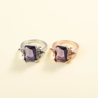 Bagues en alliage plaqué argent ZhuQian avec zircon violet mystérieux incrusté, pour femmes, délicates, pour fêtes, mariages, romantiques, vente en gros