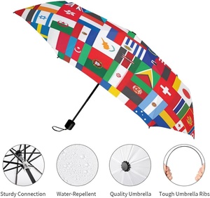 Parapluie pliant manuel et automatique compact avec logo imprimé, idéal pour la pluie et le soleil, avec motifs des drapeaux des pays du monde - Product Image 4