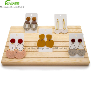 Custom <b>Portable</b> Pine Wood Earring Holder Cards Jewelry Tags for Showcase and Selling - Product Image 2
