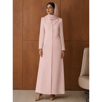 Manteau long structuré islamique de haute qualité, style modeste, pour femme de bureau, blazer abaya en tissu crêpe, fabrication professionnelle