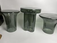 22 ''Vert Ambre Fleur Conception Verre Table D'appoint Balcon Maison Hôtel Meubles 55cm 38cm Café Boutique Table Basse 2pcs Combo Set