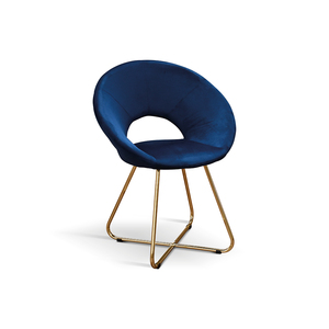 Juego de 2 sillas Iris de terciopelo azul con base de metal para sala de estar interior - Product Image 1