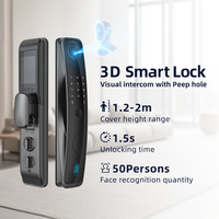 Cerradura Inteligente UIELOCK QA60 con Reconocimiento Facial 3D, Videollamadas WiFi Tuya, Huella Dactilar, Código de Tarjeta, Pantalla de 3.5 Pulgadas para Casa, Villa, Madera