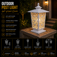 Lampe de poteau de jardin extérieure blanche avec cadre métallique géométrique