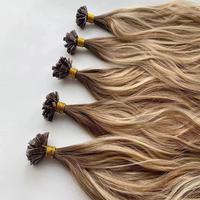 Extensions de cheveux humains Remy européens 100% naturels à pointe en kératine blanche, pointes plates F, I, U, double trame machine, trame invisible