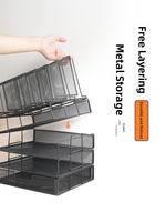 Organisateur de fichiers en métal A4 empilable et détachable, support de bureau multi-niveaux incliné pour livres, design minimaliste