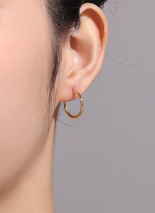 Minimalist Design <b>Large</b> Gold Plated Copper <b>Hoop</b> Earrings Geometric Bohemian Trendy Alloy Wedding Engagement Gifts Women's - Product Image 5