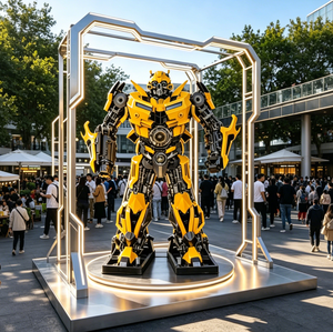 Scultura Robot Mecha Giallo Gigante Personalizzato con Parti di <span class=keywords><strong>Auto</strong></span> per Esposizioni in Parchi a Tema, Statua <span class=keywords><strong>d</strong></span>'Azione Sci-Fi - Produzione in Fabbrica - Product Image 2