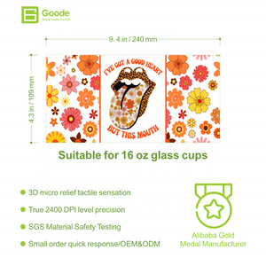 Adesivo Trasferibile Goode Durable 16oz per Tumbler, Impermeabile, Ecologico, in PET, a Tema Cartone Animato, per Veicoli Bassi, Campeggio Outdoor, Amore - Product Image 2