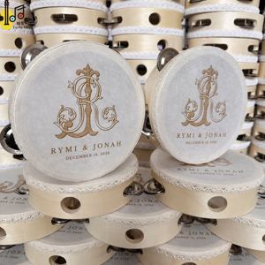 Tambourin de haute qualité pour tout-petits, avec logo personnalisé, instrument à bruit, tambourin à main, impression sur soie, 4 pouces, pour mariage, fête, église, tambour à main - Product Image 2