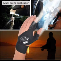 Gants de Pêche LED Étanche avec Lumière pour Nuit, Gants sans Doigts Flexibles et Portables pour le Travail, la Pêche et les Sports de Plein Air