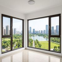 Ventana Fija de Aleación de Aluminio con Aislamiento Térmico HUACAI, Diseño de Mediados de Siglo, Control de Insectos, Cierre Multipunto, para Villa, Hotel, Baño