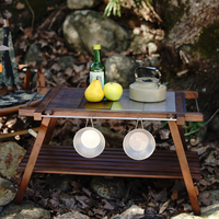 Table IGT pliante en bois massif pour l'extérieur, table combinée tactique extensible à 2 unités pour pique-nique, camping, barbecue et rassemblements en plein air