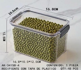 Boîte hermétique rectangulaire 1,5 L en acrylique, récipient de rangement alimentaire pour cuisine, couvercle à clipser, design minimaliste - Product Image 1