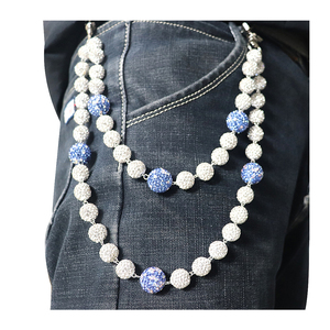 Anpassen 12mm Disco Ball Perlen geschichteten Anhänger Tasche Jeans Taschen gürtel Ketten Strass Perlen Rosenkranz Halskette Brieftasche Kette - Product Image 1