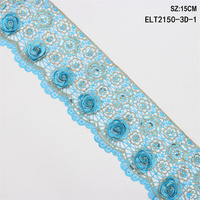 Bordure de dentelle dorée personnalisée avec paillettes, breloques et strass en cristal, broderie de bordure, ruban de dentelle
