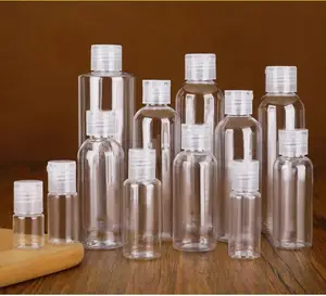 Fabrika sıcak satış 30ml 60ml 100ml plastik PET şişe şeffaf şişe kelebek kapaklı kozmetik dolum kavanoz kapaklı pet şişe