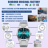 Jam Tangan Pria Binbond B30-2 Fashion, Tali Stainless Steel, Mesin Quartz, Tahan Air, Kalender, Dial Lengkung