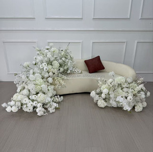 Arco Nuziale All'Ingrosso Bianco <span class=keywords><strong>Rosa</strong></span> con <span class=keywords><strong>Fiori</strong></span> Artificiali, Sfondo Floreale Artificiale, Runner Floreale per Matrimoni - Product Image 6