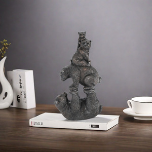 Witt caliente jardín al aire libre colgante familia de <span class=keywords><strong>cuatro</strong></span> osos negros artesanías de resina - Product Image 1