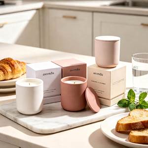 Ascendia Ceramic Scented <b>Candle</b> <b>Set</b> Minimalist Design Floral Plant Aromatherapy Home Decoration 40-60 Hour Burn Time - Product Image 1