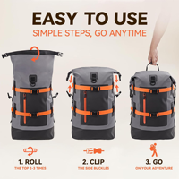 Sac étanche de 40 L en bâche PVC 500D avec logo personnalisé, fermeture éclair et poche, idéal pour les voyages et la randonnée