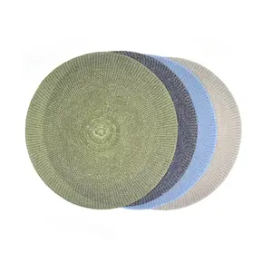 Fábrica personalizada redonda diámetro 36cm 38cm color sólido tejido manteles al por mayor PP manteles individuales para mesa de comedor uso doméstico