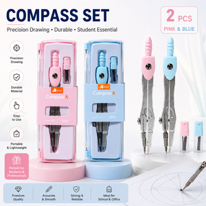Set di Compassi Personalizzati OEM con Logo, Rosa e Blu, Compasso di Precisione per Studenti, Insegnanti, Ufficio e Forniture Scolastiche - Product Image 3
