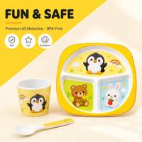 Service de table en mélamine pour enfants, assiettes et bols à compartiments pour enfants à motifs de dessins animés, sans BPA, incassable, compatible lave-vaisselle, direct usine