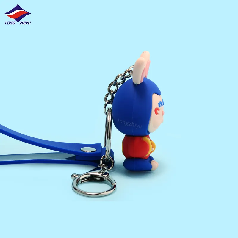 Personal Keychain Longzhiyu Custom 3D Cartoon Cute PVC Keychains Light Blue Doll Keyring Gifts With Personalized Logo 17 Years Manufacturer