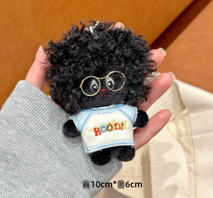 Al por mayor: Colgante de peluche de muñeca afro mini de moda con pelo rizado, bonito amuleto para bolso, llavero, adorno DIY para bolso, regalo de cumpleaños para amigos - Product Image 6