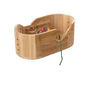 Wooden oval yarn <b>bowl</b>, household yarn spool holder, yarn storage box with holes, solid wood, simple design, <b>knitting</b> tool <b>bowl</b>. - Product Image 4