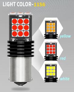Luz Led de freno de marcha atrás T20, 3030, 24SMD, 1156, BA15S, P21W, BAU15S, PY21W, T15, PY21W, intermitente Canbus, amarillo, blanco y rojo - Product Image 4