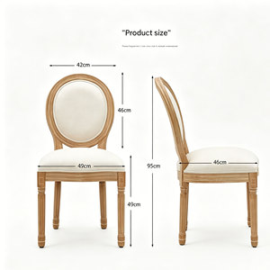 Stackable Oval Wooden Back Louis <b>Chair</b> with White <b>Padded</b> Cushion, Luxury Banquet Wedding Dining <b>Chair</b> for Event Venue - Product Image 2