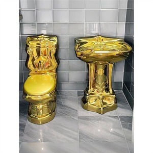 European-<strong>Style</strong> Palace Gold <strong>Retro</strong> Hotel Embossed One Piece Ceramic Toilet Seat Modern Design S-Trap Creative <strong>Bathroom</strong> Mute Large - Product Image 2