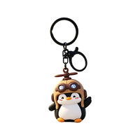 Adorable figurine pingouin 3D en PVC souple, porte-clés, mini-breloque pour sac, ornement pour souvenirs d'aquarium