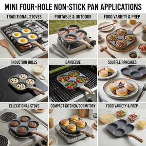 Sartén Antiadherente Cuadrada de 4 Orificios con Revestimiento de Mármol, para Huevos, Panqueques y Desayunos, Multicolor, con Logotipo Personalizado E-Top - Product Image 6