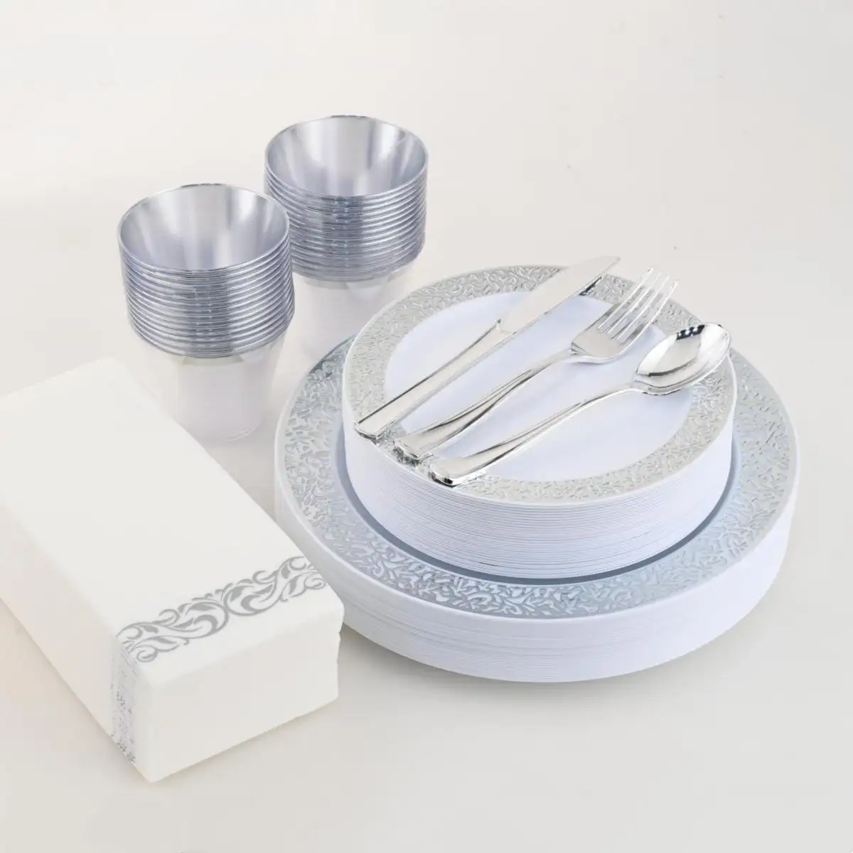 Modern Design wedding cutlery Dinnerware plastic plates Disposable Plastic Dish Plates Sets