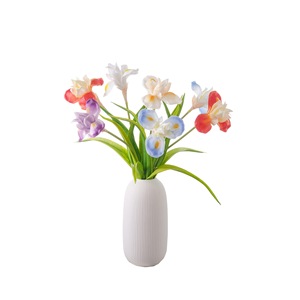 Fleurs d'iris artificielles CallaFloral Orange Blanc Bleu clair Violet Champagne Décoration intérieure MW01422 - Product Image 5