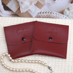 High End Promotion Pu Leather Envelop Bag Custom Emboss Printing Ring Necklace Earring Storage Jewelry <b>Red</b> Pu Leather Package - Product Image 3