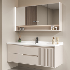 New Modern Smart Bathroom Vanity Set with Ceramic Integrated Wash Basin White Wall Mounted Bathroom Cabinet - Product Image 2