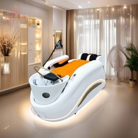 Tempat Tidur Pijat Spa Kepala Jepang Mewah Premium 2026 dengan Mangkuk Keramik untuk Terapi Air di Pusat Kesehatan