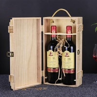 Boîte à vin en bois de paulownia rôti antique 2 bouteilles de rangement en bois avec technique polie