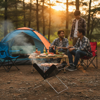 Barbecue portable pliable compact au charbon de bois pour camping, pique-nique, jardin, randonnée – Facile à ranger
