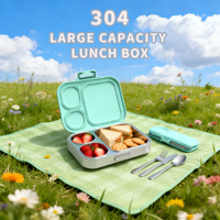 Boîte à lunch mignonne à 3 compartiments, sans BPA, étanche, grande capacité, portable, boîte à bento pour enfants, école, pique-nique, voyage