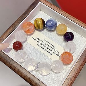 Pulsera de Lujo Ligera con Cuentas de Ojo de Tigre Amarillo de Grano Grande, Flor de Goma Amarilla y Cristal <span class=keywords><strong>Asai</strong></span> Blanco - Product Image 4