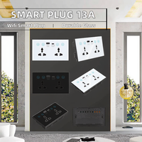 Prise murale intelligente Tuya 13A double Wi-Fi universelle avec ports USB Type-C, panneau encastrable, compatible normes EU/US/UK, 20A nominale