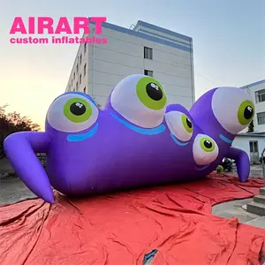 Décoration de toit street art violet monstres gonflables, décorations festives dessin animé de monstres gonflables