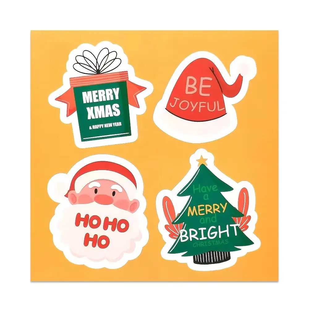 Karikatür Merry Christmas yapıştırıcı çocuklar için dekoratif sticker levha tatil kutlama dizüstü dizüstü bagaj kutusu hediye çantası