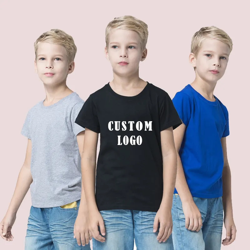 Camiseta de algodão infantil personalizada, camiseta estampada para crianças com desenhos, logotipo personalizado, 100%